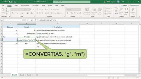 How To Create Unit Conversion Table Using Convert Function In Excel Office 365 Youtube