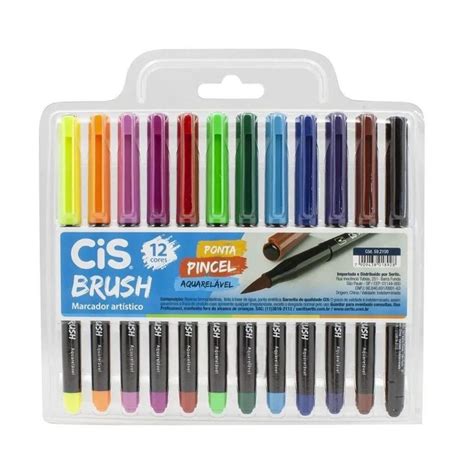 Caneta Brush Pen Cis Aquarel Vel Kit Cores Art Pel