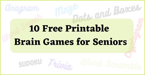 10 Free Printable Brain Games For Seniors Technology For Seniors