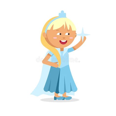 Belle Princesse Blonde Cinderella Dans La Robe Bleue Illustration De Vecteur Illustration Of