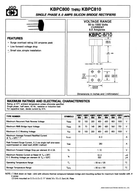 Kbpc G Datasheet Pdf Jinan Gude Electronic Device