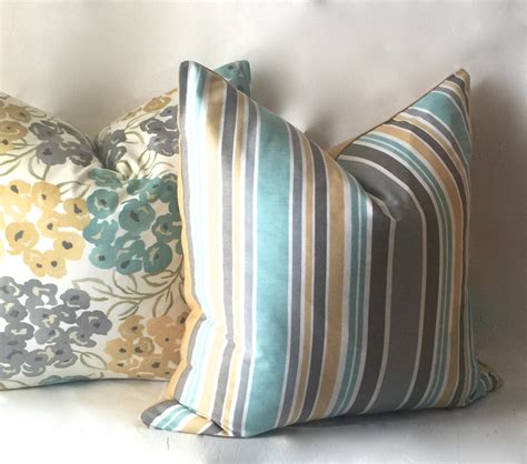 Stripe Teal Pillow Gold Throw Pillow By Sewdeevinepillows On Etsy