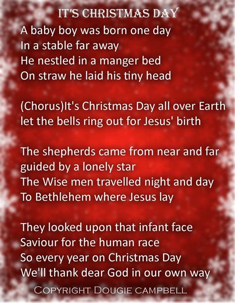 The Lyrics To Its Christmas Day The Christmas Song That Was