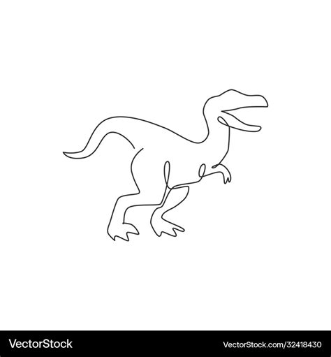 One Continuous Line Drawing Aggressive Raptor Vector Image