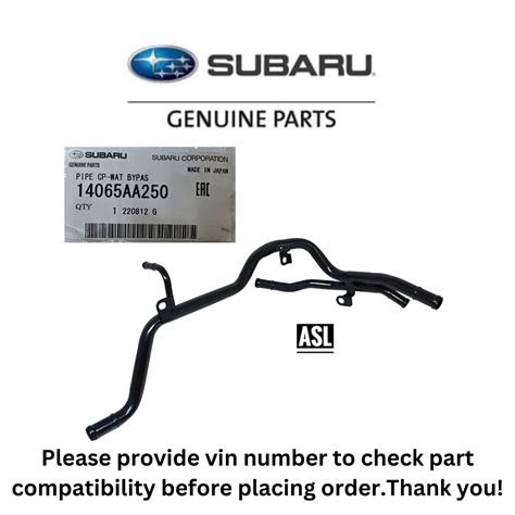 Genuine Subaru Water Bypass Hose 14065AA250 Forester Impreza WRX STI