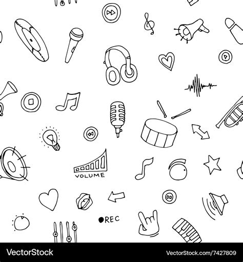 Seamless Pattern Music Doodles Royalty Free Vector Image