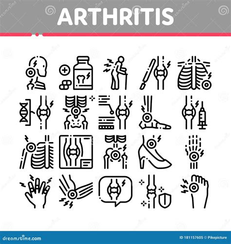 Arthritis Disease Collection Icons Set Vector Stock Vector