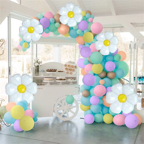 Daisy Balloon Garland Kit Macaron Boho Flower Balloons For Groovy