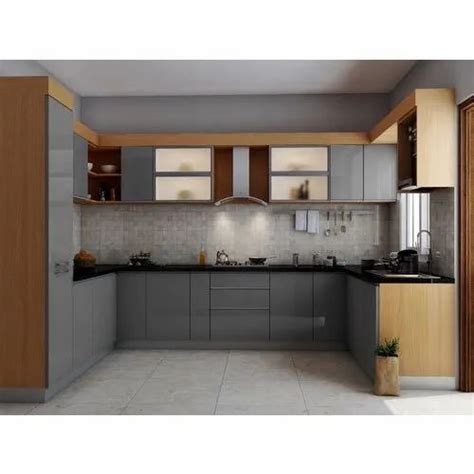 Marine Plywood Wpc U Shape Grey U Shaped Modular Kitchen Warranty