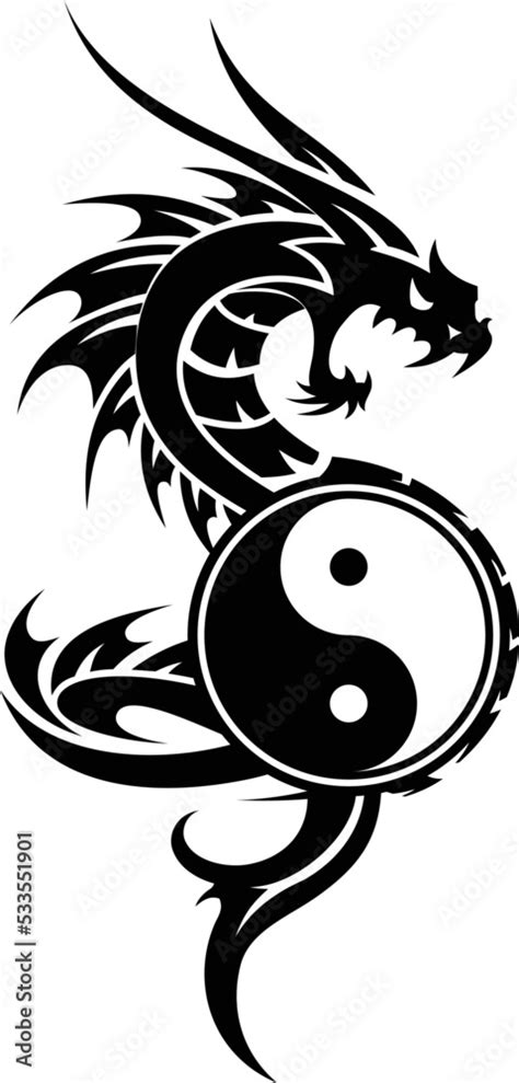 Yin Yang Dragon Silhouette Vector Stock Vector Adobe Stock