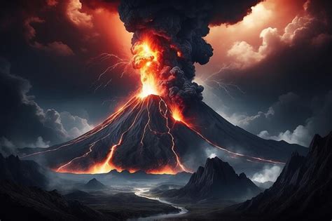 Premium Photo | Volcano Eruption Background with copy space