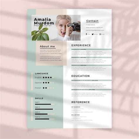 Curriculum Vitae Avec Mod Le Photo Vecteur Gratuite Modele De Cv