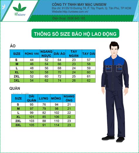 Thông Số Size Quần áo Bảo Hộ Lao động ĐỊa ChỈ May ĐỒng PhỤc ĐÁng Tin