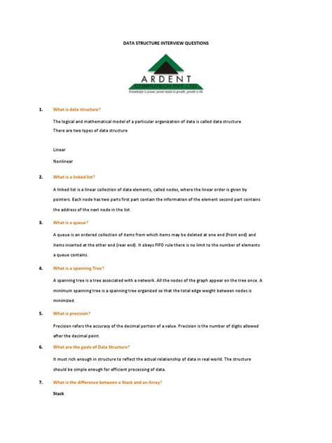 Data Structure Interview Questions PDF | PDF | Queue (Abstract Data ...