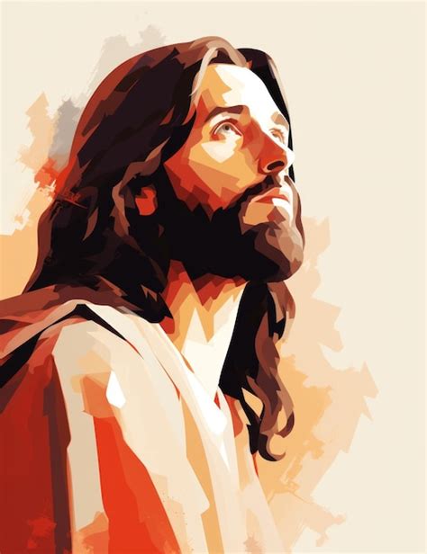 Jesus Está Olhando Para O Céu Nesta Pintura Foto Premium