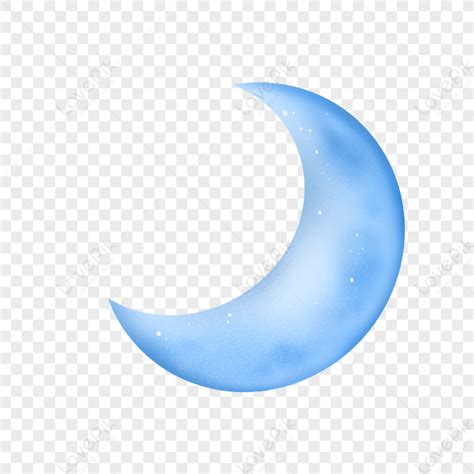 Blue Moon Watercolor Crescent Moon Beauty Cute Png Transparent Image