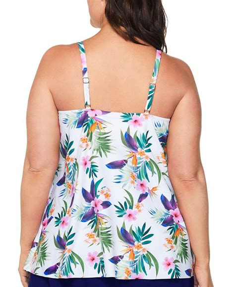 Island Escape Plus Size Cape Town Tropical Print Tankini Top Created