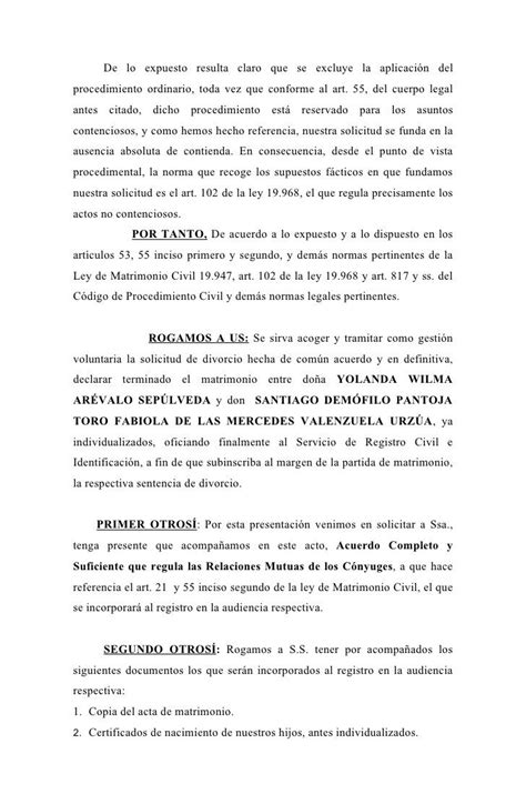 Solicitud De Divorcio Mutuo Acuerdo Actualizado Julio 2022