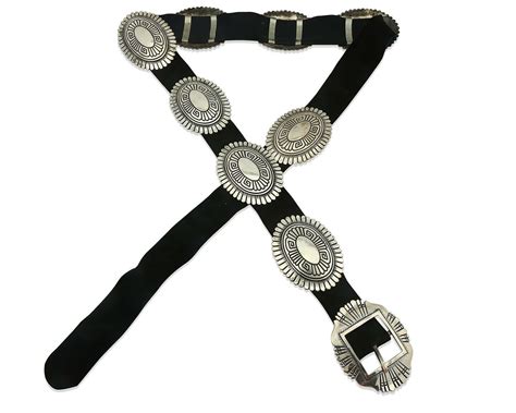 Navajo Concho Belt Silver Hand Stamped Artist Tc Singer C S