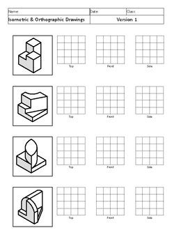 Basics of 3D Visualizations / Orthographic Projection Practice for Architect_v01 - Worksheets ...