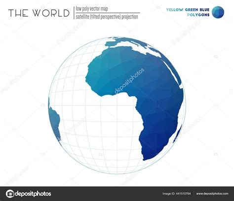 World Map With Vibrant Triangles Satellite Tilted Perspective