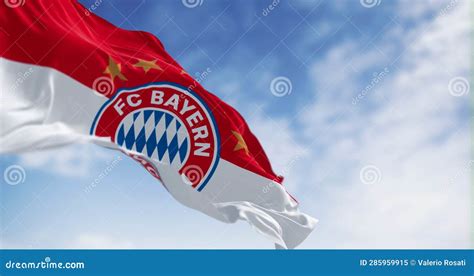 Bayern Munich Flag Waving In The Wind On A Clear Day Editorial Image