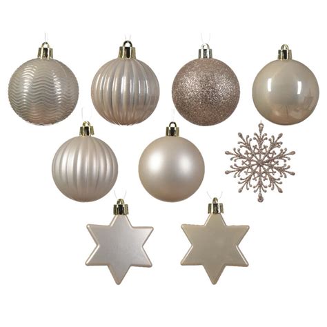 Decoris Kerstballen En Ornamenten 40x Kunststof Champagne Mix