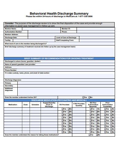 Mental Health Discharge Summary Examples Format How To Write Pdf