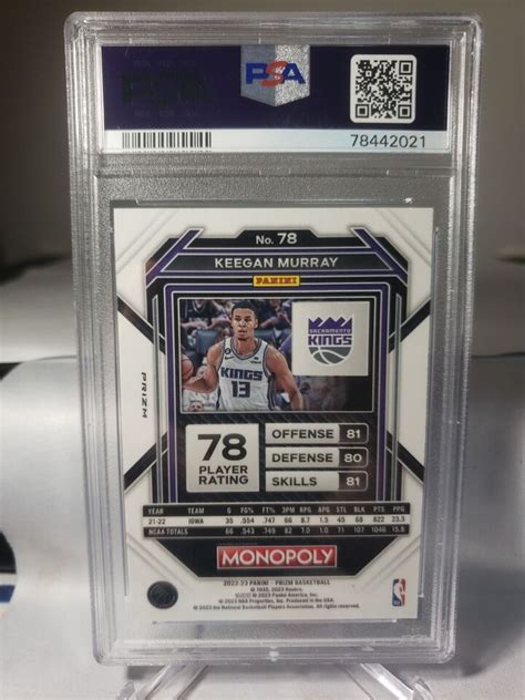 Psa Mint Panini Prizm Monopoly Silver Rookie Keegan Murray No