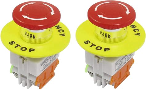 Uxcell 22mm Nc Red Mushroom Emergency Stop Switch 600v 10a