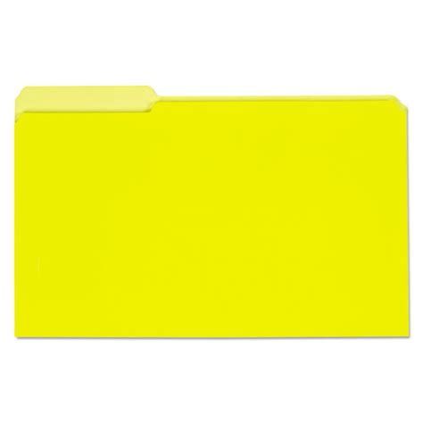 Interior File Folders, 1/3-Cut Tabs, Legal Size, Yellow, 100/Box - Zerbee