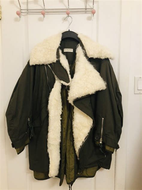 Balenciaga Oversized Shearling Lined Cotton Twill Parka Grailed