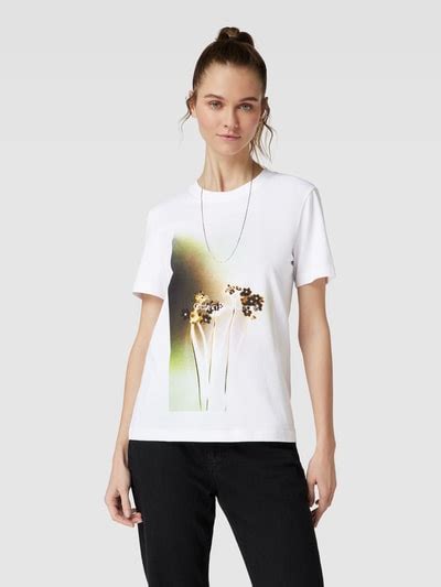 Calvin Klein Jeans T Shirt Mit Motiv Und Label Print Modell Floral Photoprint Weiss Online