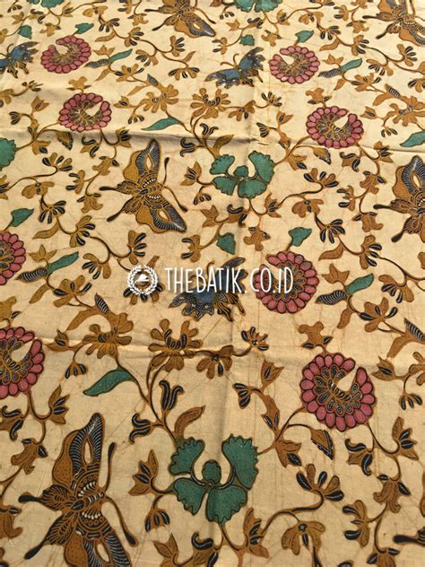 Jual Kain Batik Jawa Solo Klasik Sogan Semi Tulis Motif Floral Kupu