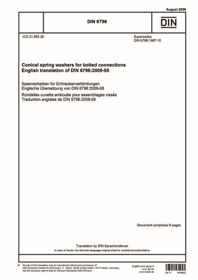 Din 67962009 Conical Spring Washers For Bolted Connections