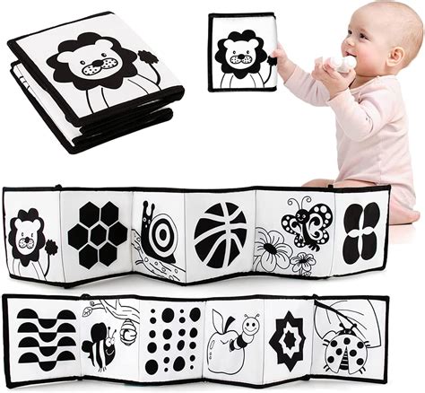 JurciCat Livre Sensoriel Bebe Livre Noir et Blanc Bébé Jeux Eveil Bebe