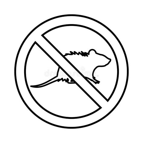 No Rats Sign Icon Outline Style Stock Vector Illustration Of