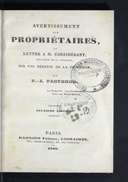 Avertissement aux propriétaires ou Lettre à M Considérant sur une