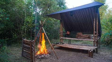 Next Day Overnight Bushcraft Camping Shelter Alone Survival Solo