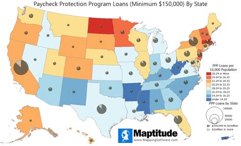 Maptitude Map Highest Vs Lowest Number Of Ppp Loans By State