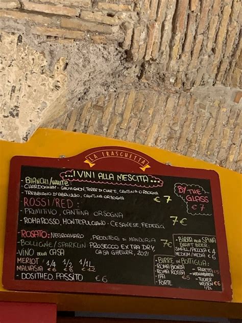 Menu At La Fraschetta Di Castel Santangelo Restaurant Rome