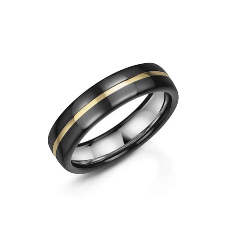 Yellow Gold And Zirconium 6mm Band Ring Avanti Jewellers Of Ashbourne