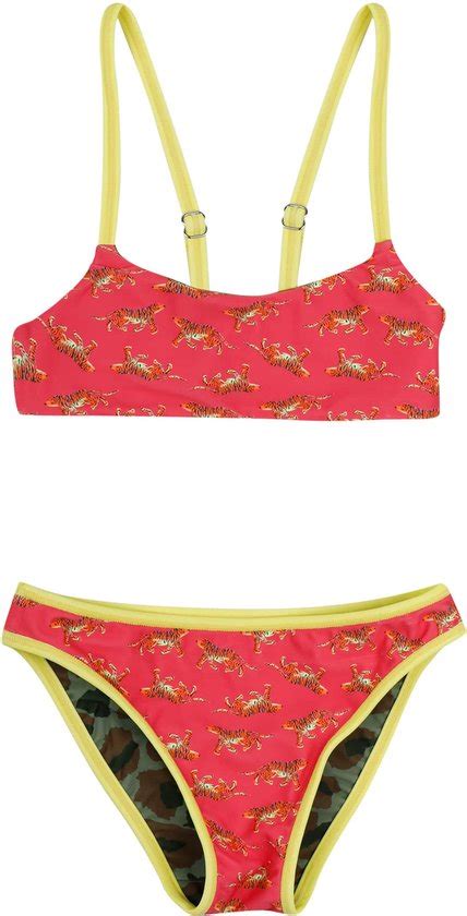 Claesen S Girls Bikini Reversible Roze Groen Maat 14 164 170