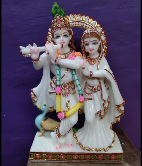 White Traditional Marble Radha Krishna Statue For Worship Size 1