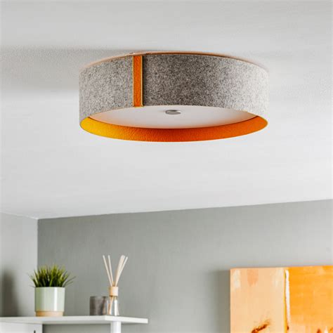 Orange Grey Felt Ceiling Light Lara With LED Lights Co Uk