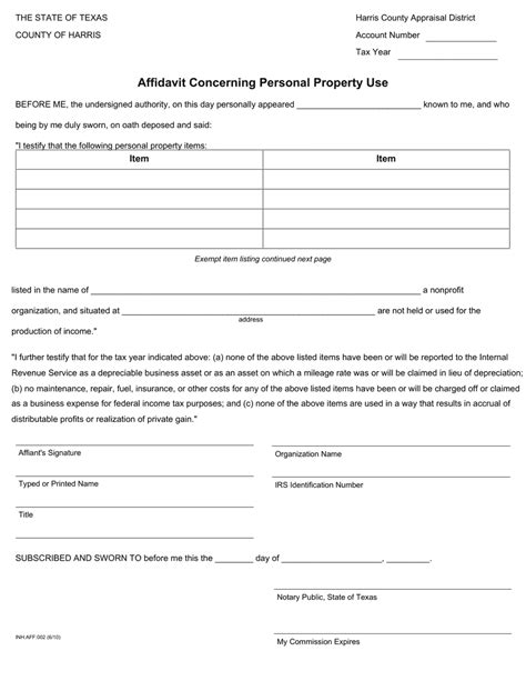 Form Inh Aff 002 Fill Out Sign Online And Download Fillable Pdf Harris County Texas