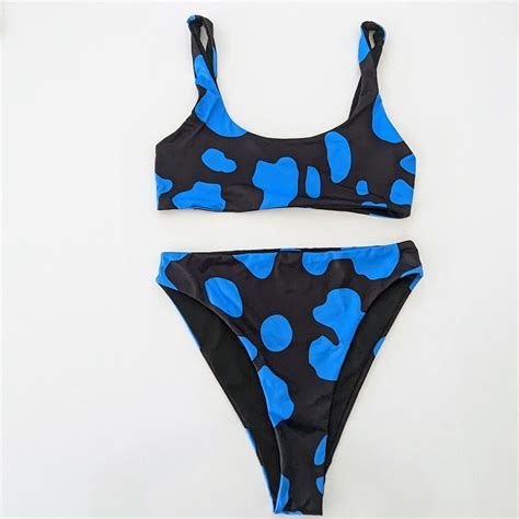 Women S SHEIN Bikini Matching Cow Print Two Piece Hig Gem