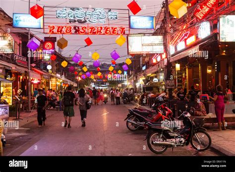 Pub Street At Night Nightlife Angkor Siem Reap Cambodia Stock Photo