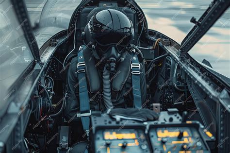 Premium Photo | A fighter pilot in a cockpit of a fighter jet