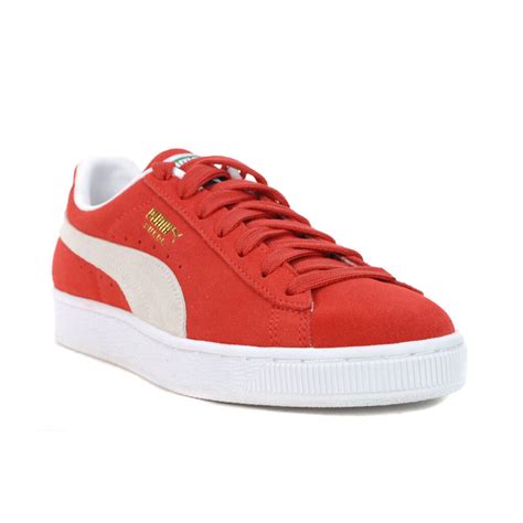 Puma Men S Suede Classic Xxi High Risk Red White Sneakers